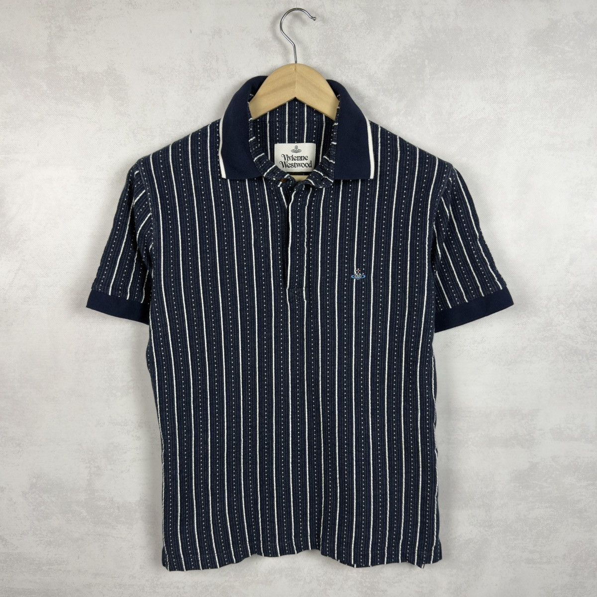 Vivienne Westwood Men’s Retro Stripe Rare Cotton Polo Shirt