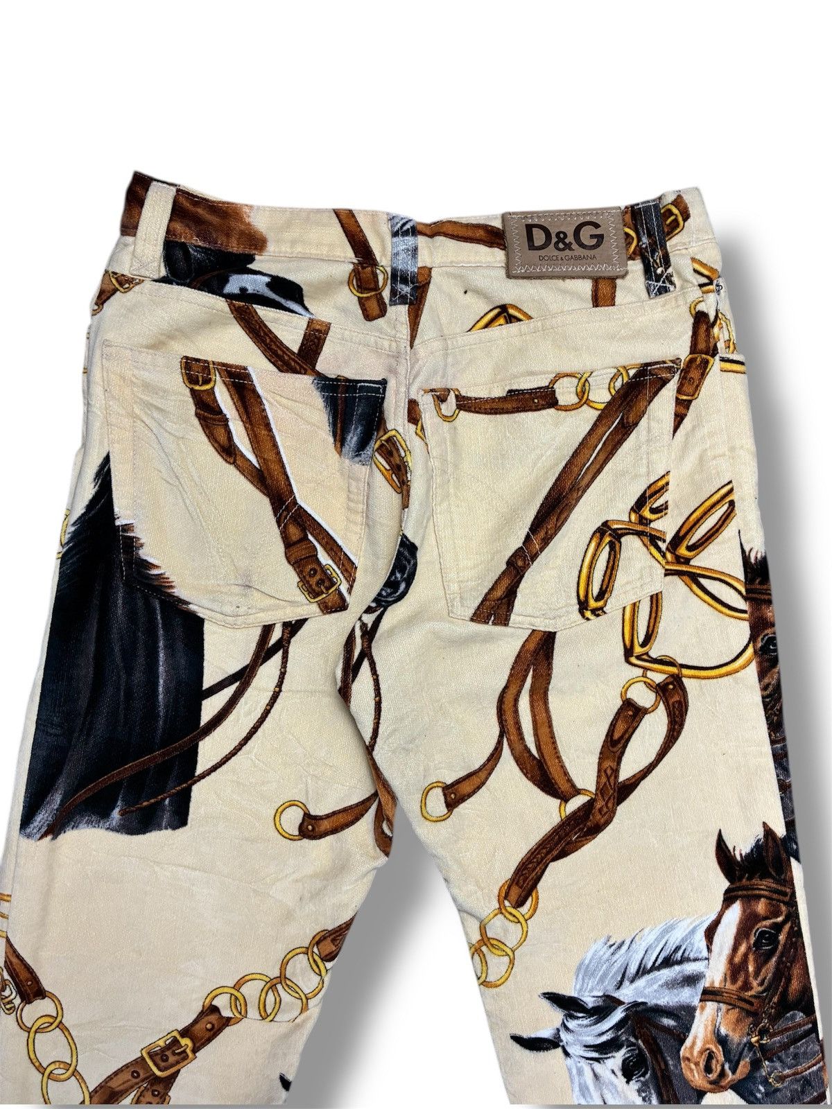 Dolce & Gabbana D&G 2000s Horse Print Velvet Pants Size US 29 - 3 Thumbnail