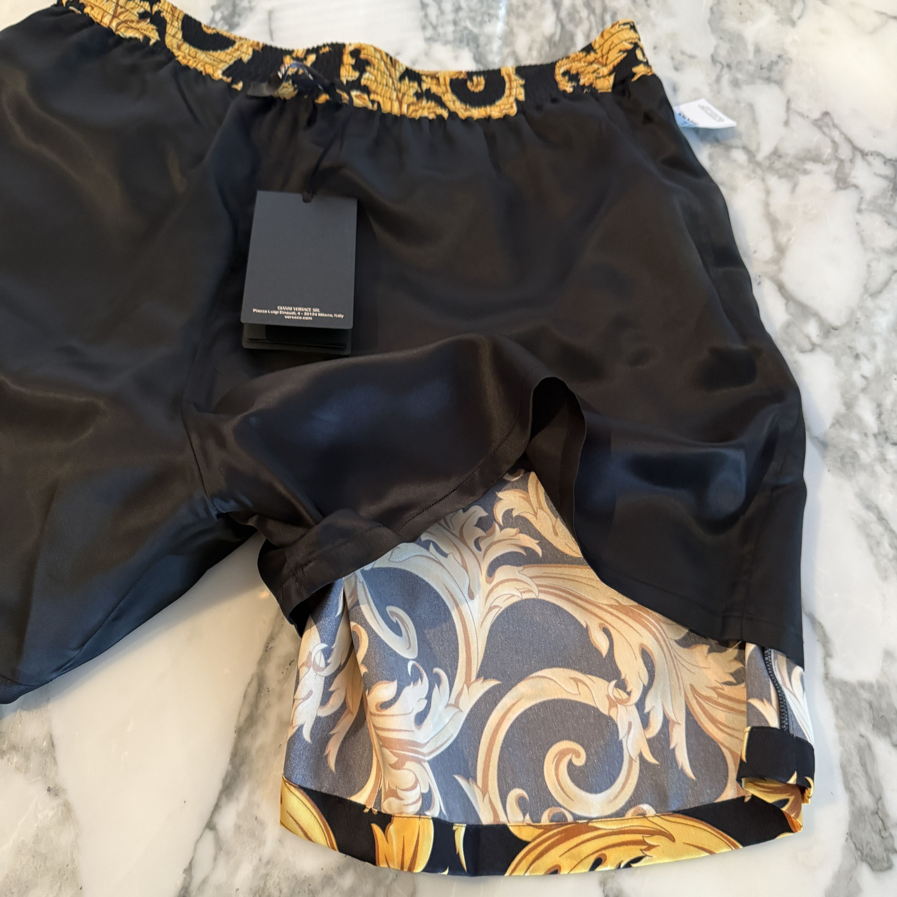 Versace Versace Men's Baroque Shorts Black Gold Print Shorts IT 52 Size US 34 / EU 50 - 15 Thumbnail
