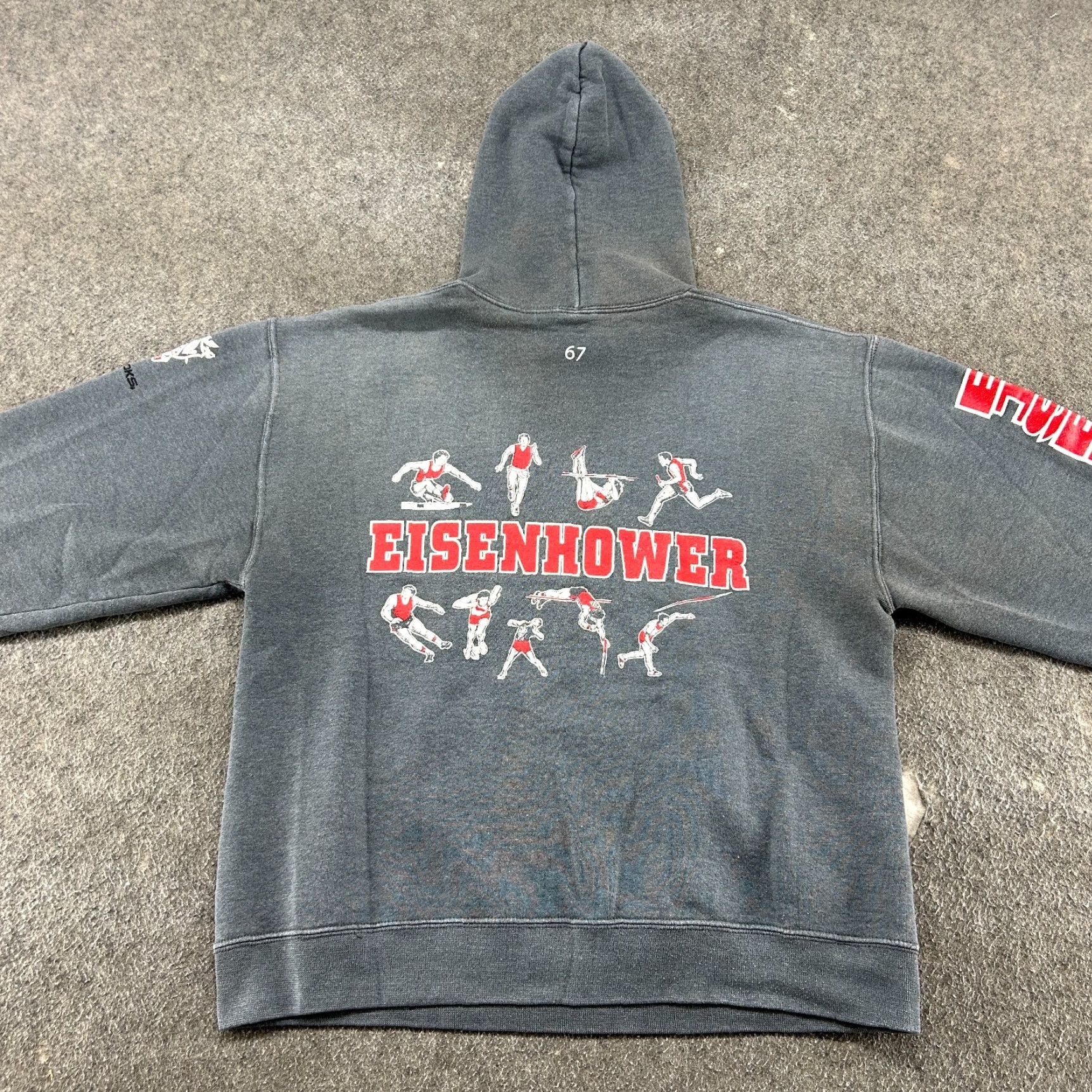 Russell Athletic VINTAGE Russell Hoodie Mens M Grey Pullover Eisenhower Track Field Sun Faded Size US M / EU 48-50 / 2 - 6 Thumbnail