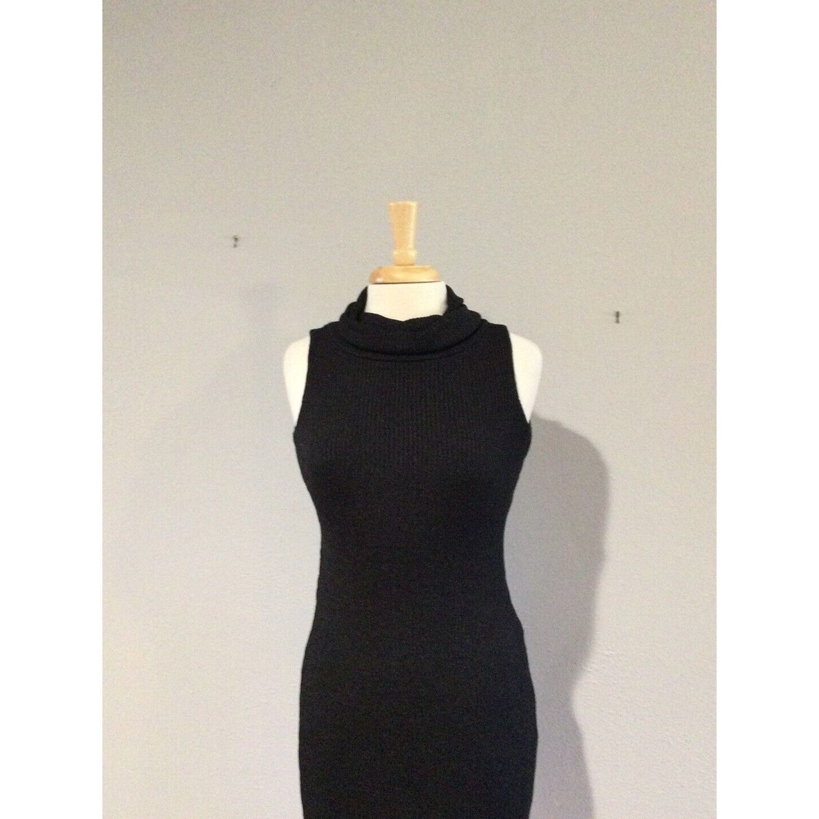 Other City Triangles Black Bodycon Turtleneck Sleeveless Dress SzM Size M / US 6-8 / IT 42-44 - 2 Thumbnail
