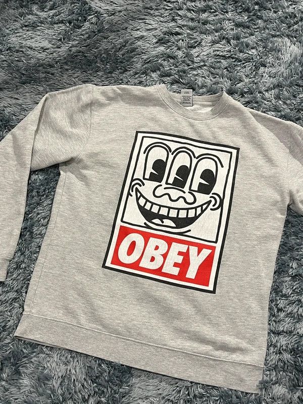 Obey Obey x Keith Haring 2012 Grey Crewneck Size US L / EU 52-54 / 3 - 17 Thumbnail