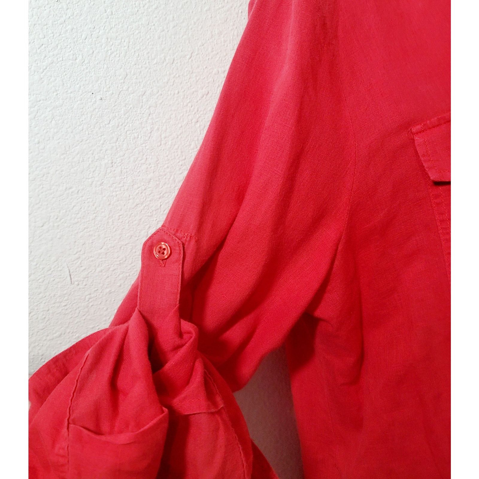 Other Chaus Sport Red Hidden Button Up Pointed Collard Top XL Soft Size XL / US 12-14 / IT 48-50 - 7 Thumbnail