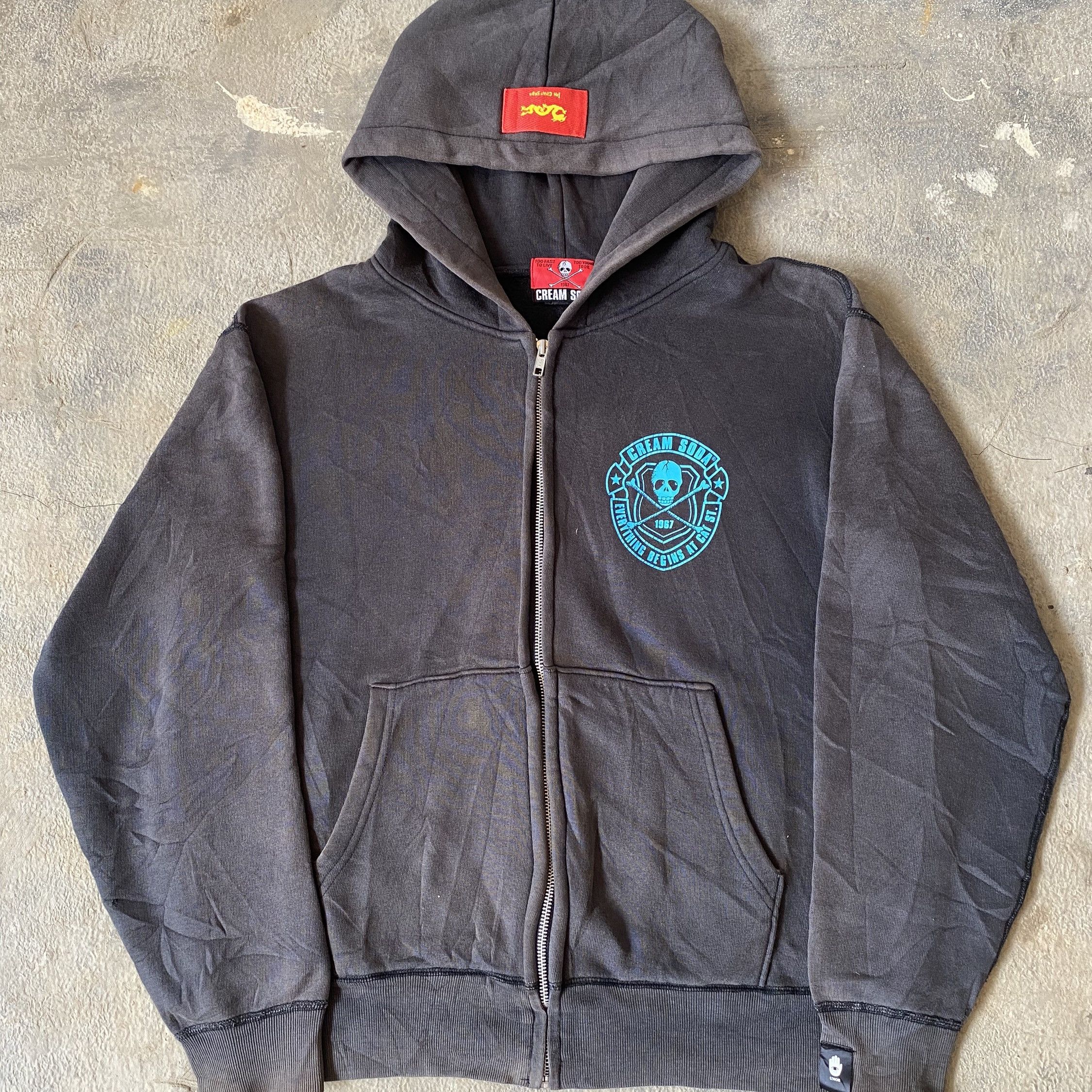 Beauty Beast Cream soda distressed zipper hoodie Size US M / EU 48-50 / 2 - 1 Thumbnail