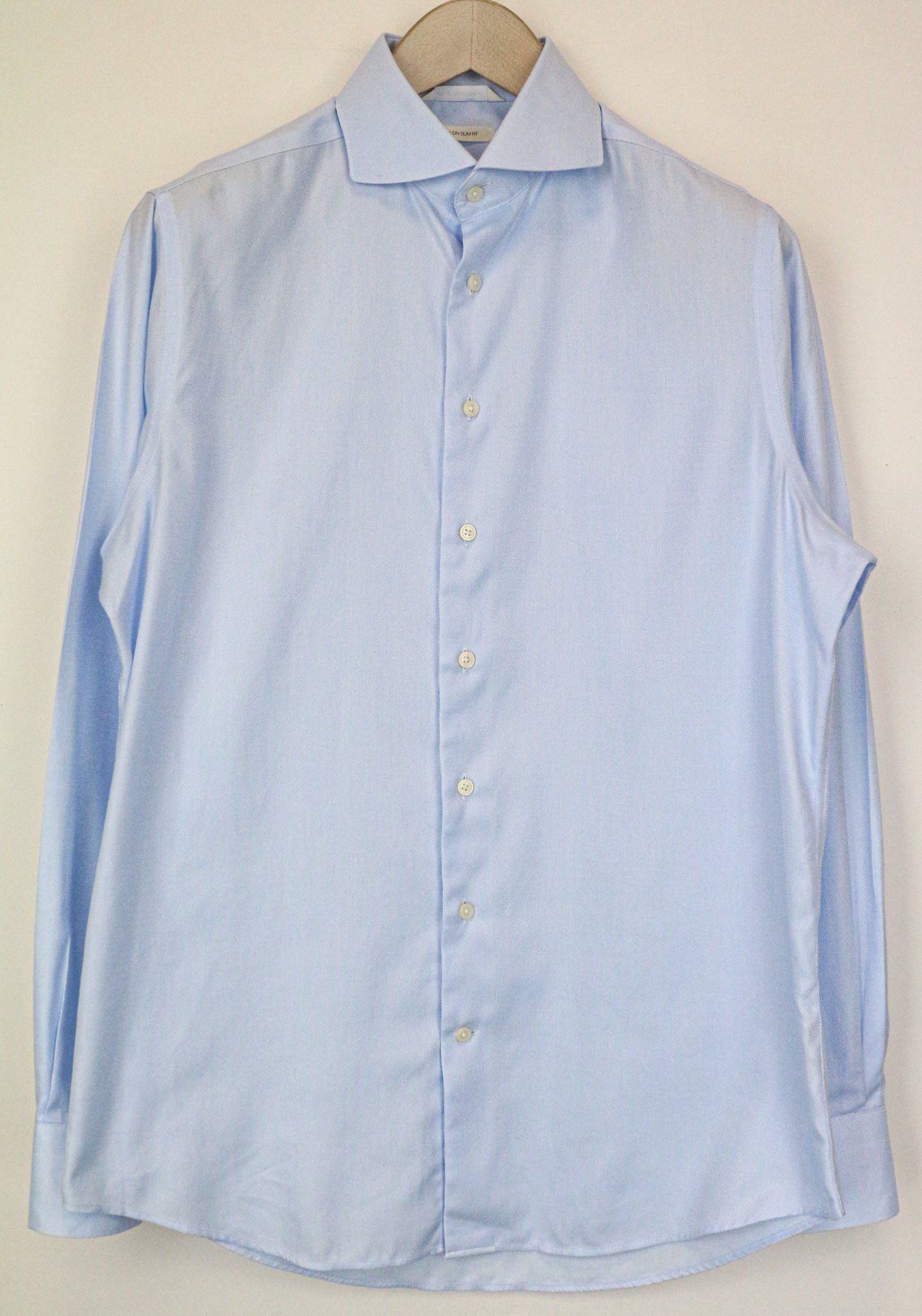 Suitsupply 39/15 1/2 Slim Blue Cotton Cutaway Shirt 79358 Size 38R - 1 Thumbnail