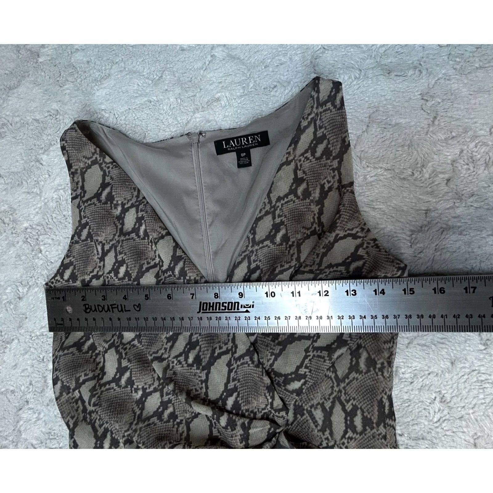 Ralph Lauren Lauren Ralph Lauren Freddie Georgette Snakeskin Print Cocktail Dress 0P Sleeveless V-Neck Tan/Snakeskin Women B ... Size XS / US 0-2 / IT 36-38 - 5 Thumbnail