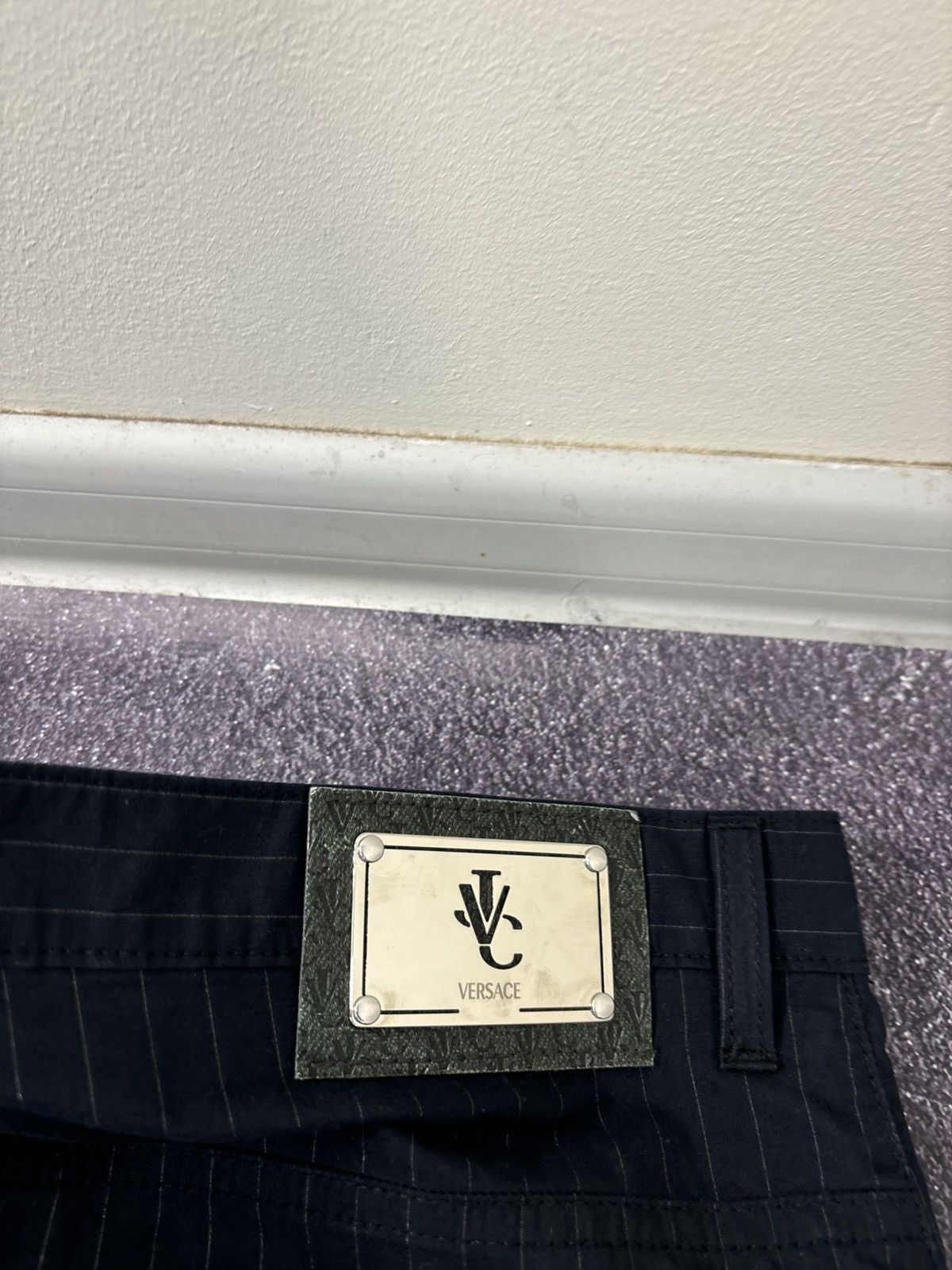 Versace Jeans Couture Versace Jeans Couture Women’s Pinstripe Navy Cotton Pants Size 32" / US 10 / IT 46 - 16 Thumbnail