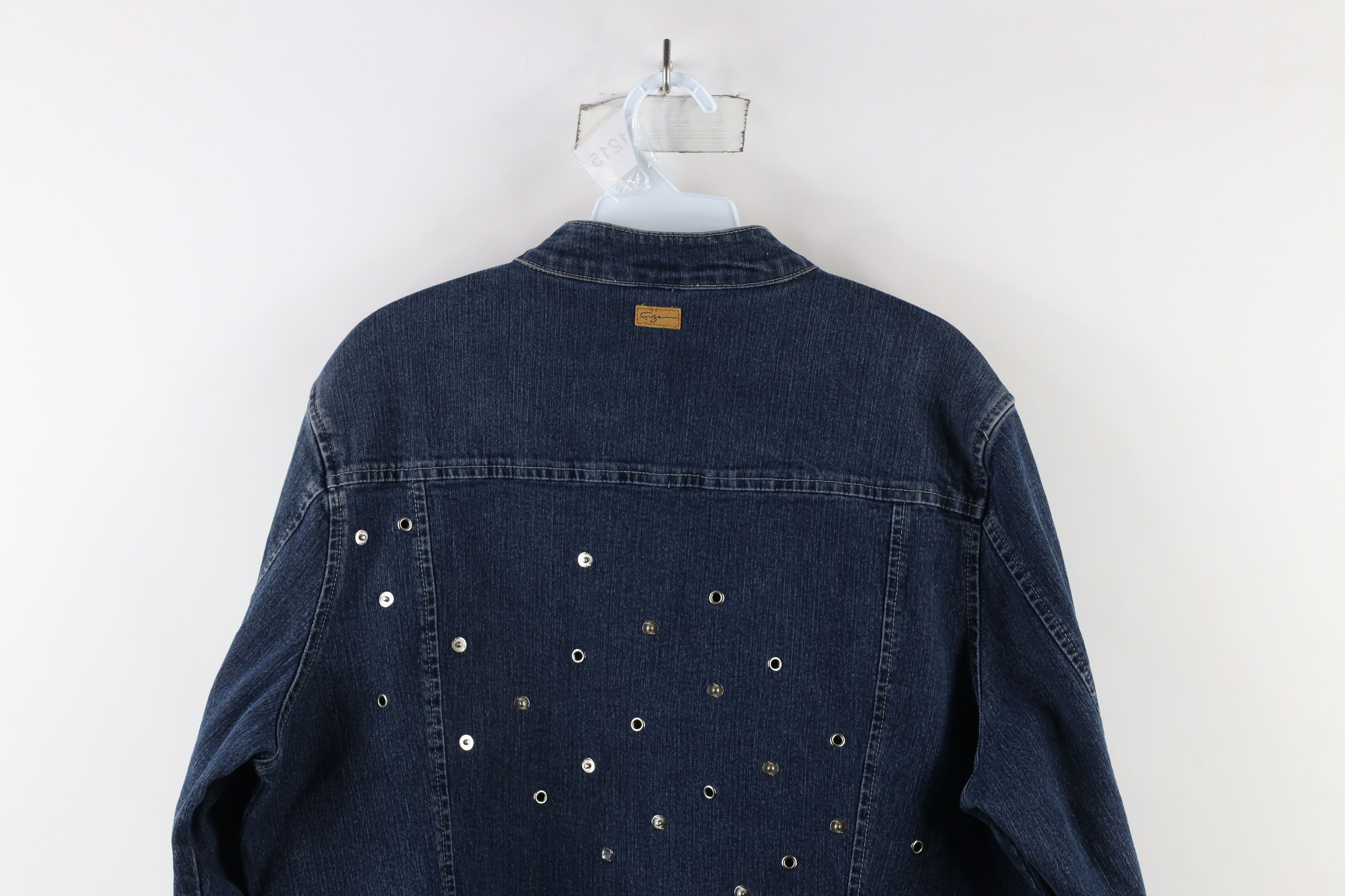 Fubu × Vintage Vintage FUBU Jeweled Studded Stretch Denim Trucker Jacket Size XXL / US 16-18 / IT 52-54 - 17 Thumbnail