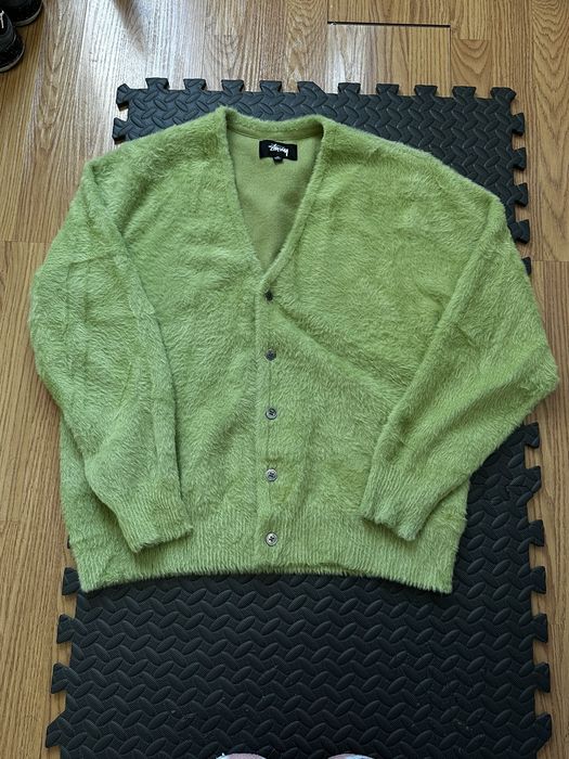 stussy shaggy cardigan lime Mサイズ-