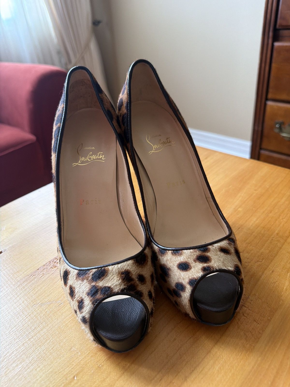Christian Louboutin Christian Louboutin CHEETAH OPEN TOE PLATFORM PUMP Size US 8 / IT 38 - 8 Thumbnail