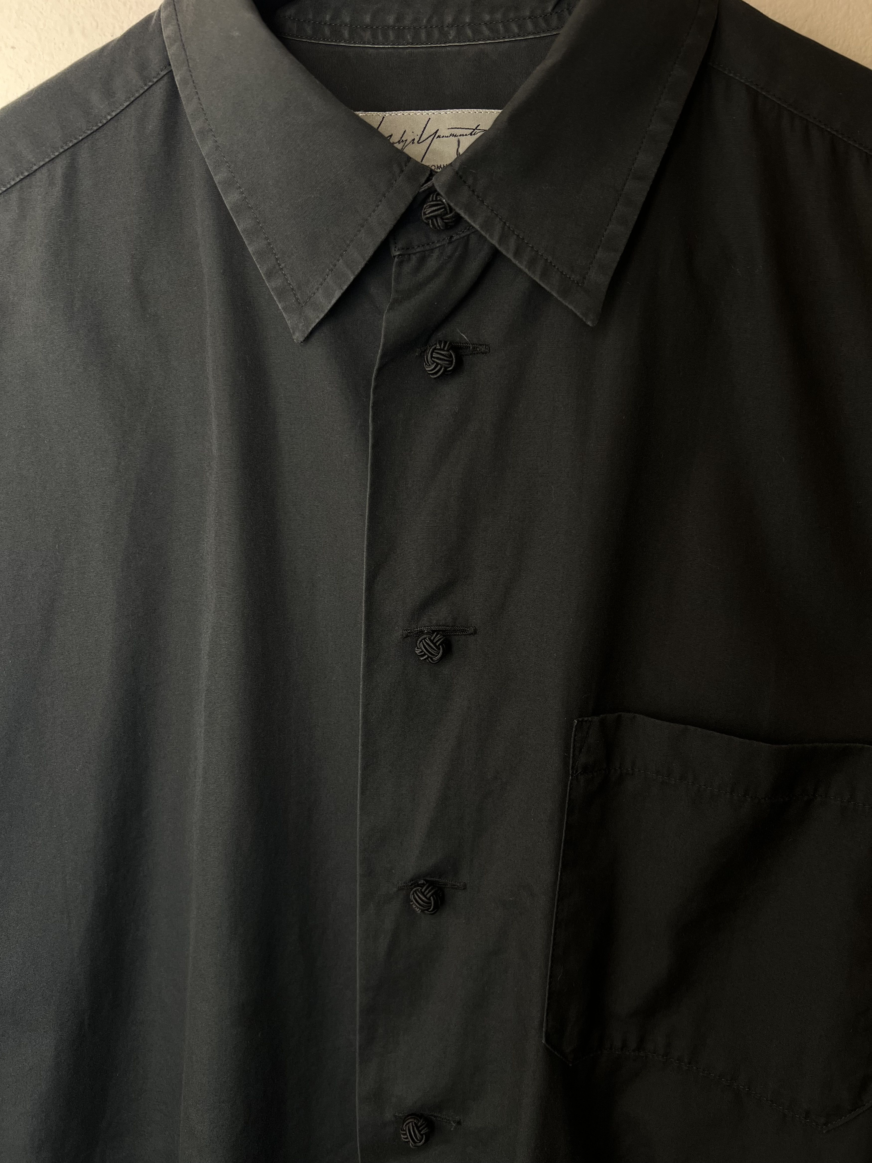 image of Yohji Yamamoto Chinese Style Button Black Shirt Button Up, Men's (Size Medium)