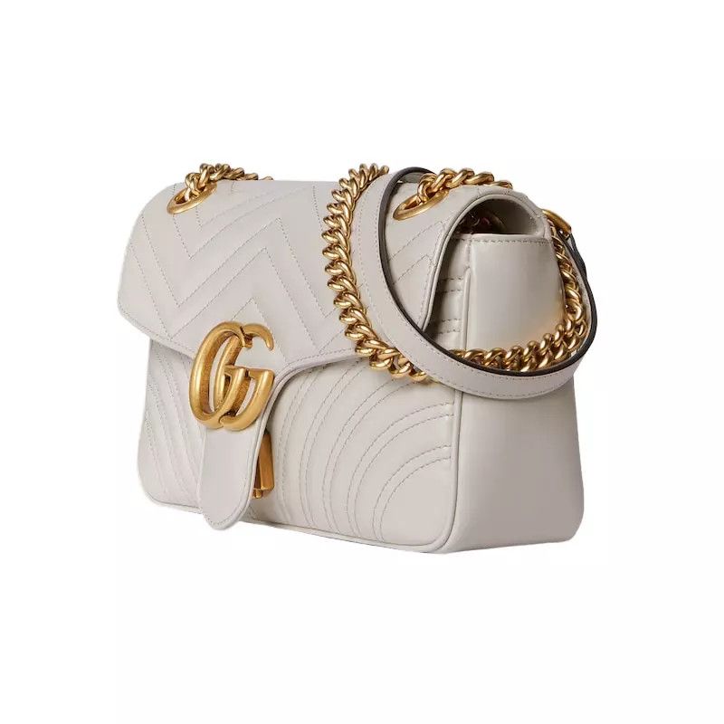 Gucci Gucci Marmont Medium GG Light Grey Leather Shoulder Bag Size ONE SIZE - 2 Thumbnail