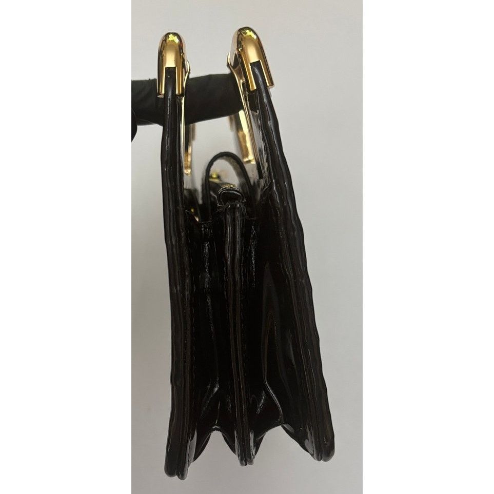 Zac Posen Vintage Z SPOKE by Zac Posen Black Patent Clutch Purse Bag Size ONE SIZE - 10 Thumbnail