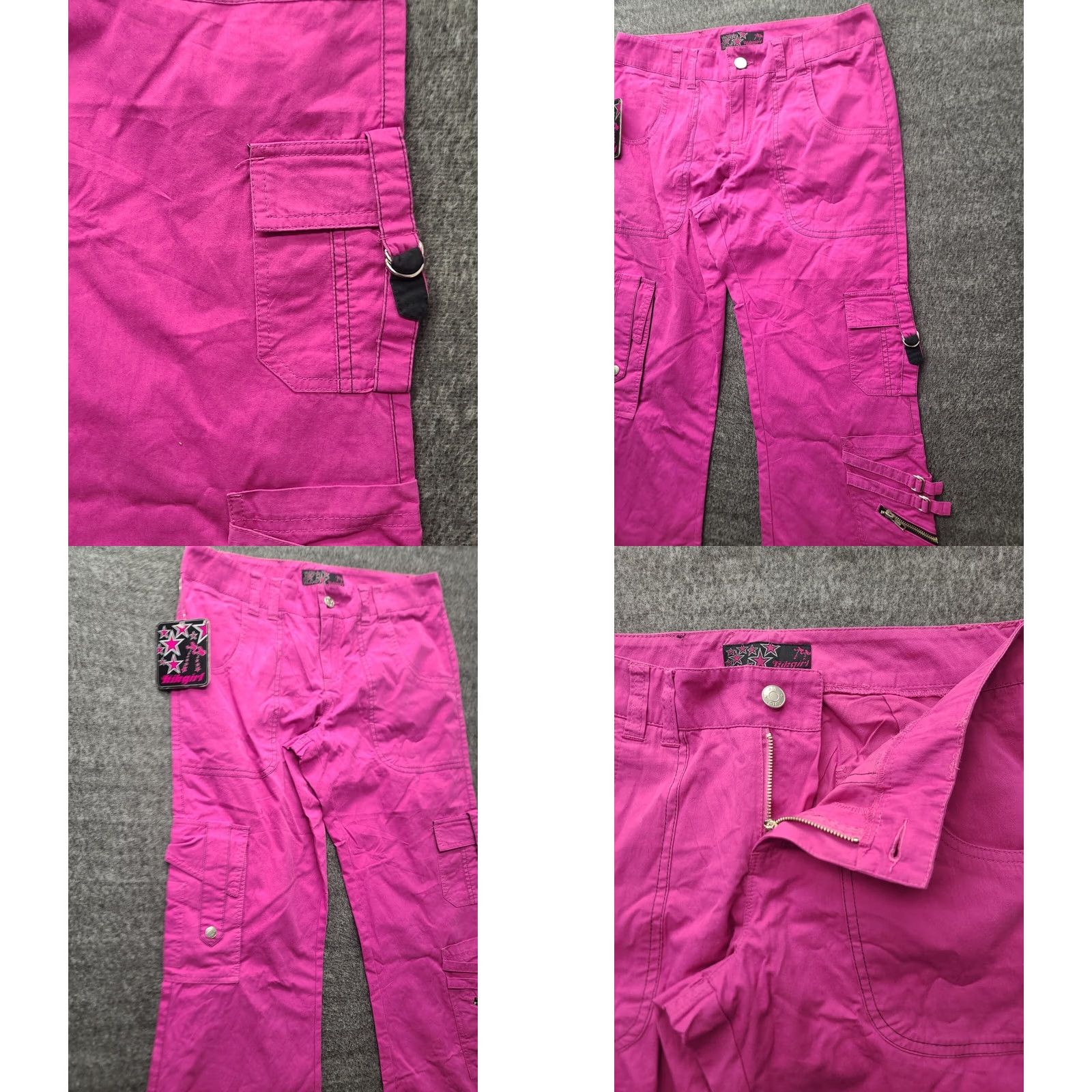 Vintage VINTAGE Kikgirl Pink Cargo Pants Wide Leg Y2K Rave 90s 00s Womens 5 Size 27" / US 4 / IT 40 - 9 Thumbnail