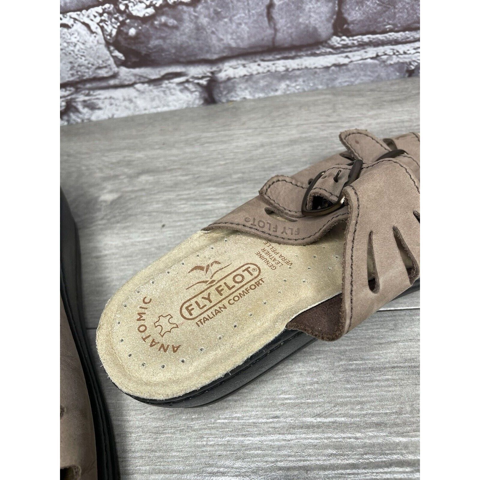 Other Fly Flot Taupe Nubuck Leather Strap Slides Wedge Sandals Wom Size US 6.5 / IT 36.5 - 15 Thumbnail