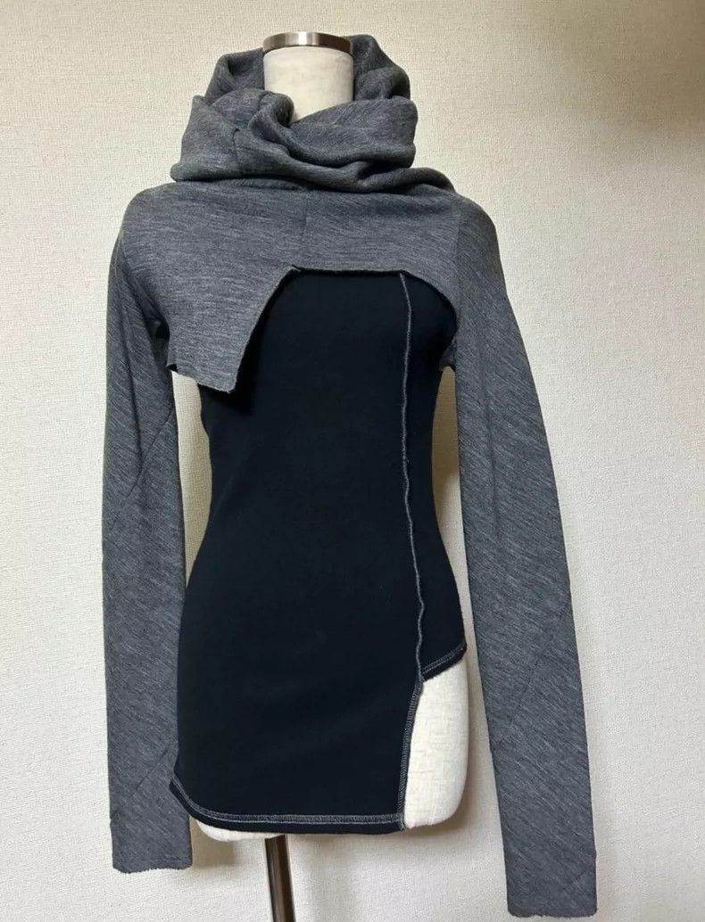 Other Comme Des Garcons Grey cropped knit on black knit Size S / US 4 / IT 40 - 1 Thumbnail