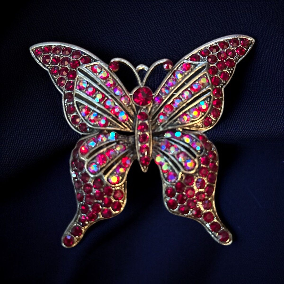Other Large gold tone red rhinestone butterfly brooch Size ONE SIZE - 1 Thumbnail