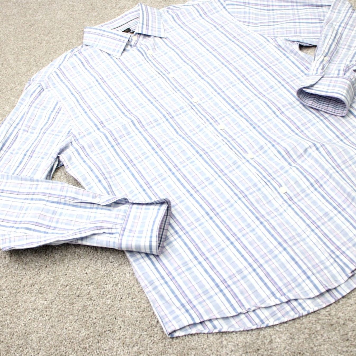 Jos. A. Bank Jos. A. Bank Shirt Mens Large Blue Reserve Cotton/Cashmere Long Sleeve Button Size US L / EU 52-54 / 3 - 5 Thumbnail