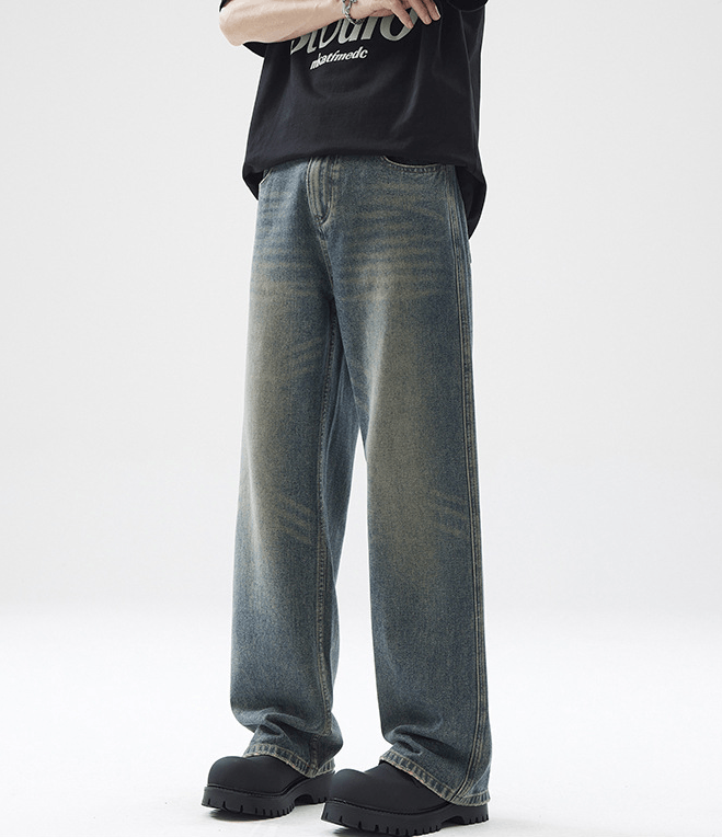 Japanese Brand × Jean High street casual straight wide leg men's retro baggy jeans Size US 32 / EU 48 - 3 Thumbnail