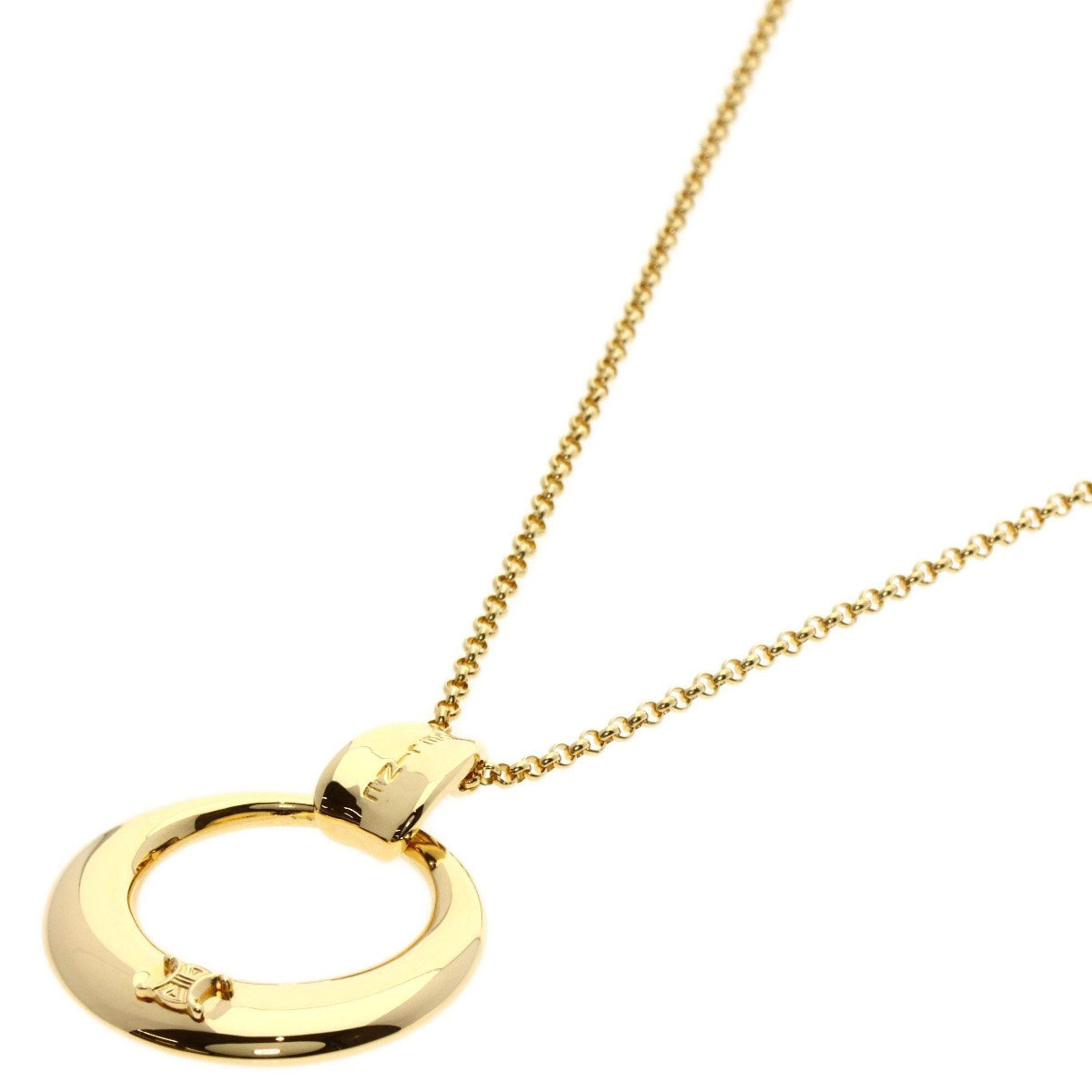 image of Celine Circle Macadam Necklace K18 Yellow Gold Women's in Black