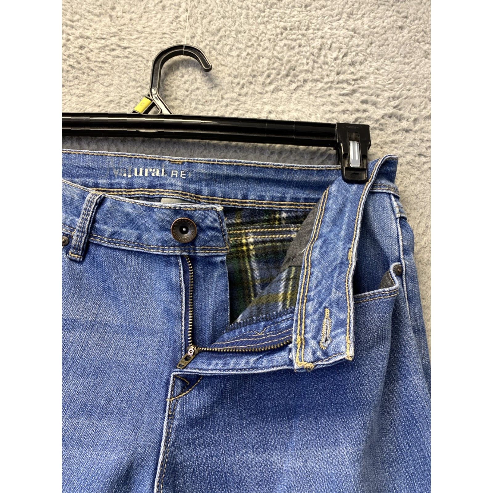 Vintage Natural Reflections Jeans Womens 6 Straight Fleece Lined Flannel Pants Blue 30 Inseam Medium Denim Cotton Polyester Spandex 5-Pocket Winter Size 28" / US 6 / IT 42 - 3 Thumbnail