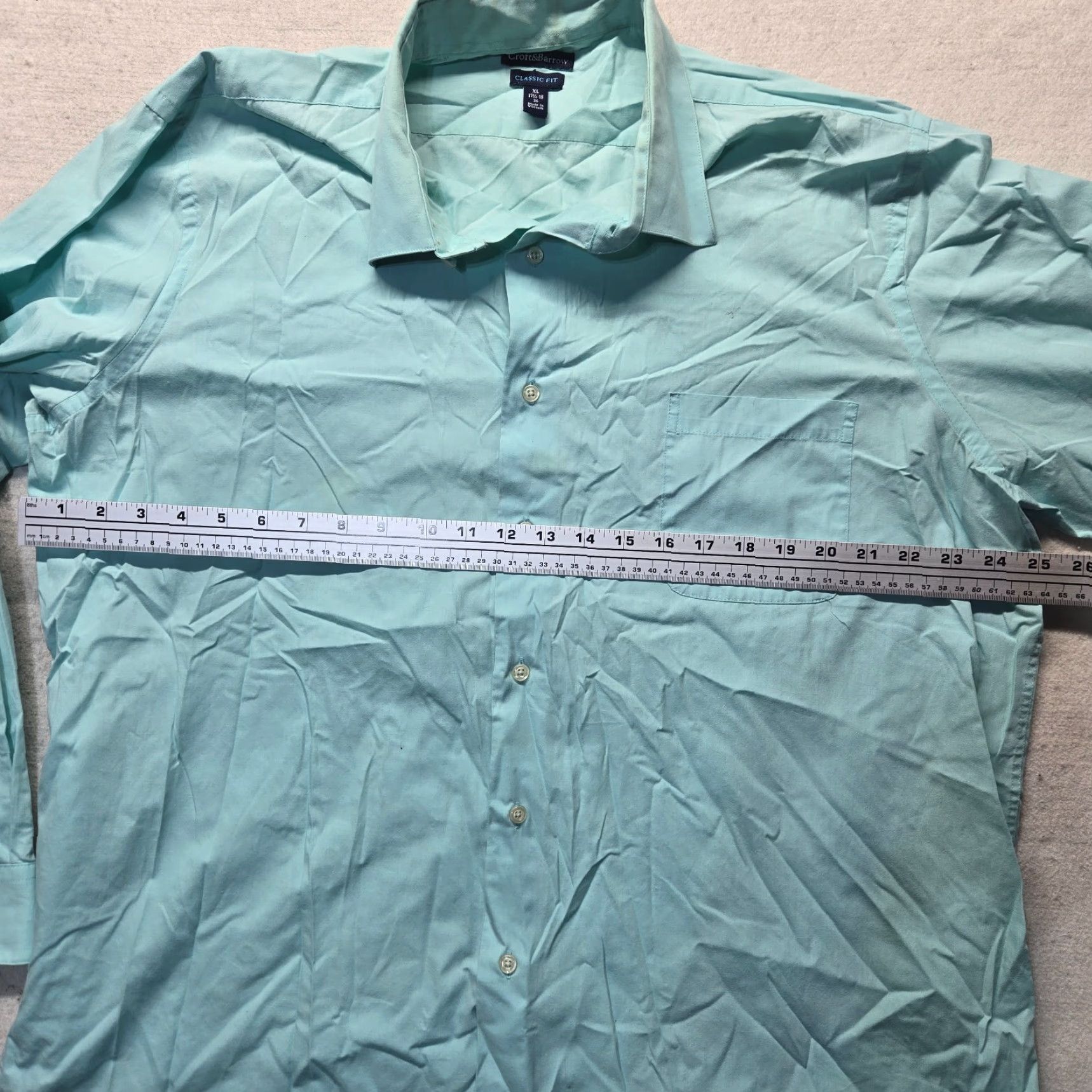 Barrow Craft And Burrow Solid Blue Long Sleeve Button-Up Adult Men's XL Shirt Size US XL / EU 56 / 4 - 4 Thumbnail