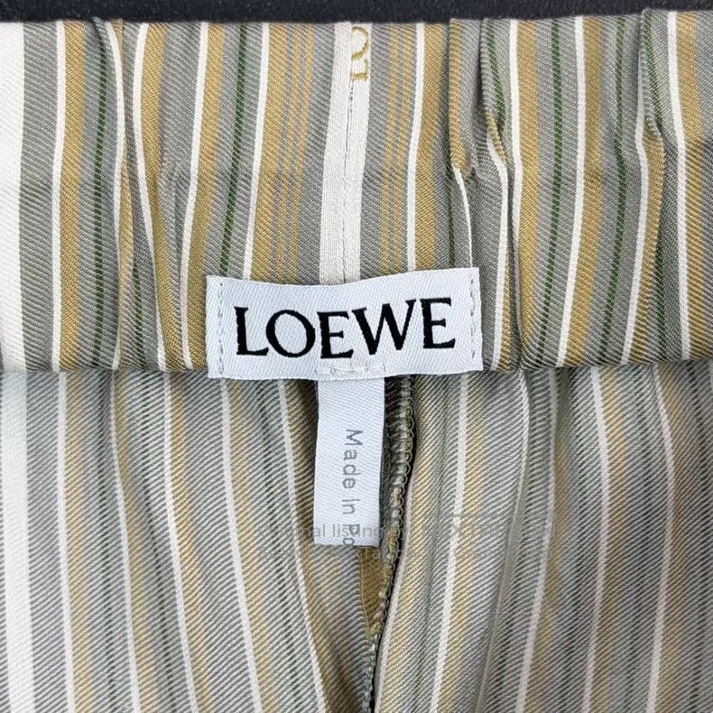 Loewe Loewe size M Gray Striped Classic Logo Silk Pants Size 23" - 5 Thumbnail