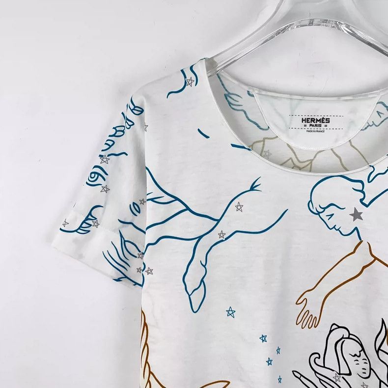 Hermes Hermes White Star Constellation Printed TShirt-2506 Size XS / US 0-2 / IT 36-38 - 3 Thumbnail
