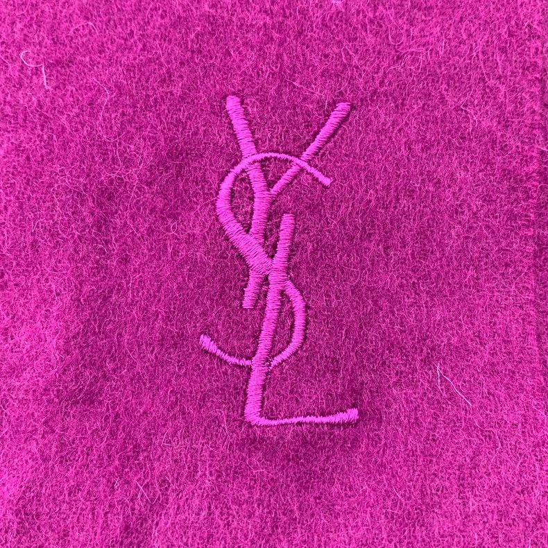 Saint Laurent Paris Saint Laurent Purple logo monogrammed embroidered wool frin Size ONE SIZE - 7 Thumbnail