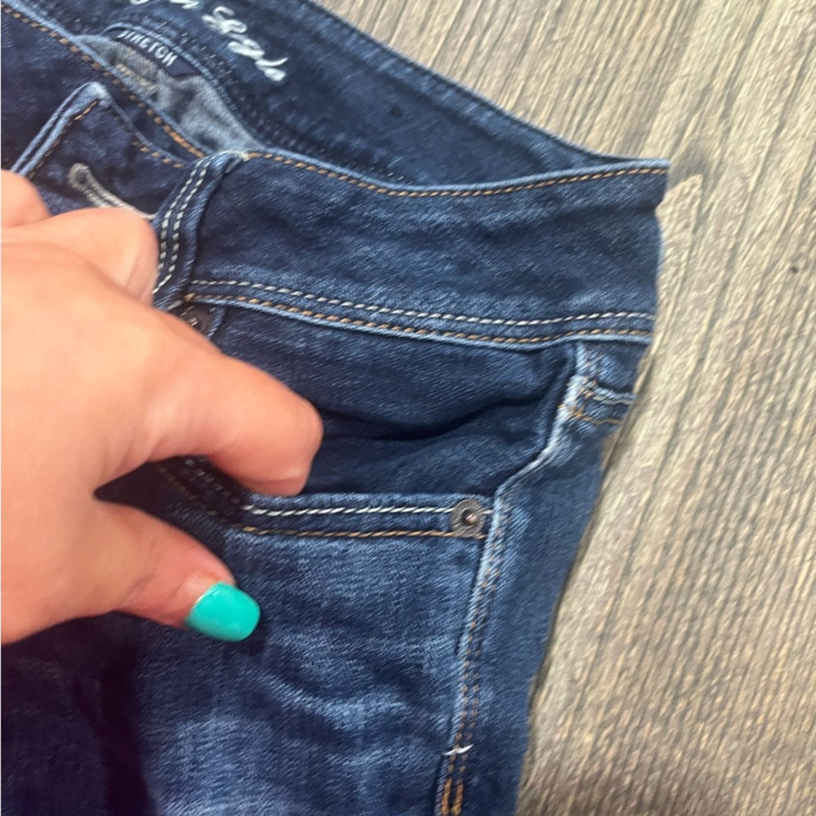 American Eagle Outfitters American Eagle Slim Boot Cut Jeans Whisker Denim Stretch Size 27" / US 4 / IT 40 - 4 Thumbnail