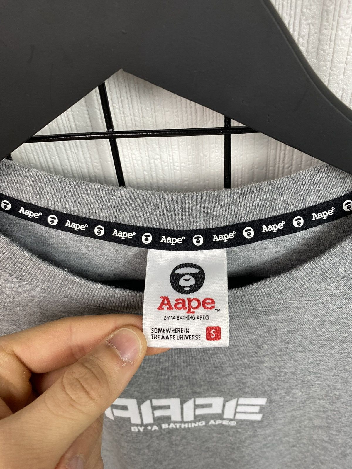 Aape × Japanese Brand Aape Long Sleeve Tee Men’s S Grey By A Bathing Ape T shirt Size US S / EU 44-46 / 1 - 13 Thumbnail
