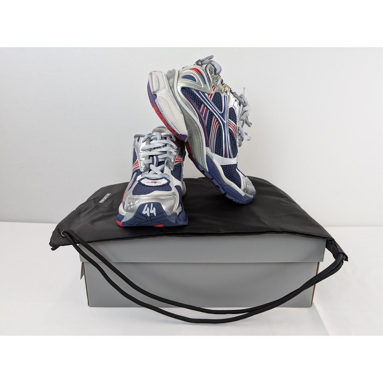 Balenciaga o1rshd1 Mesh Rubber Runner in Navy/Red/Grey Size US 11 / EU 44 - 15 Thumbnail