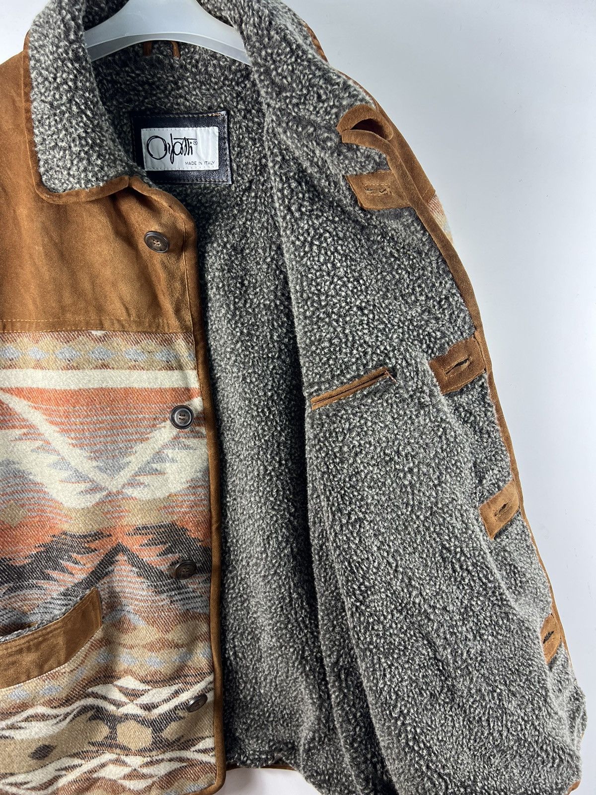 Other 🔥 Leather Part Itali navajo/native design Wool heavy Jacket Size US M / EU 48-50 / 2 - 7 Thumbnail