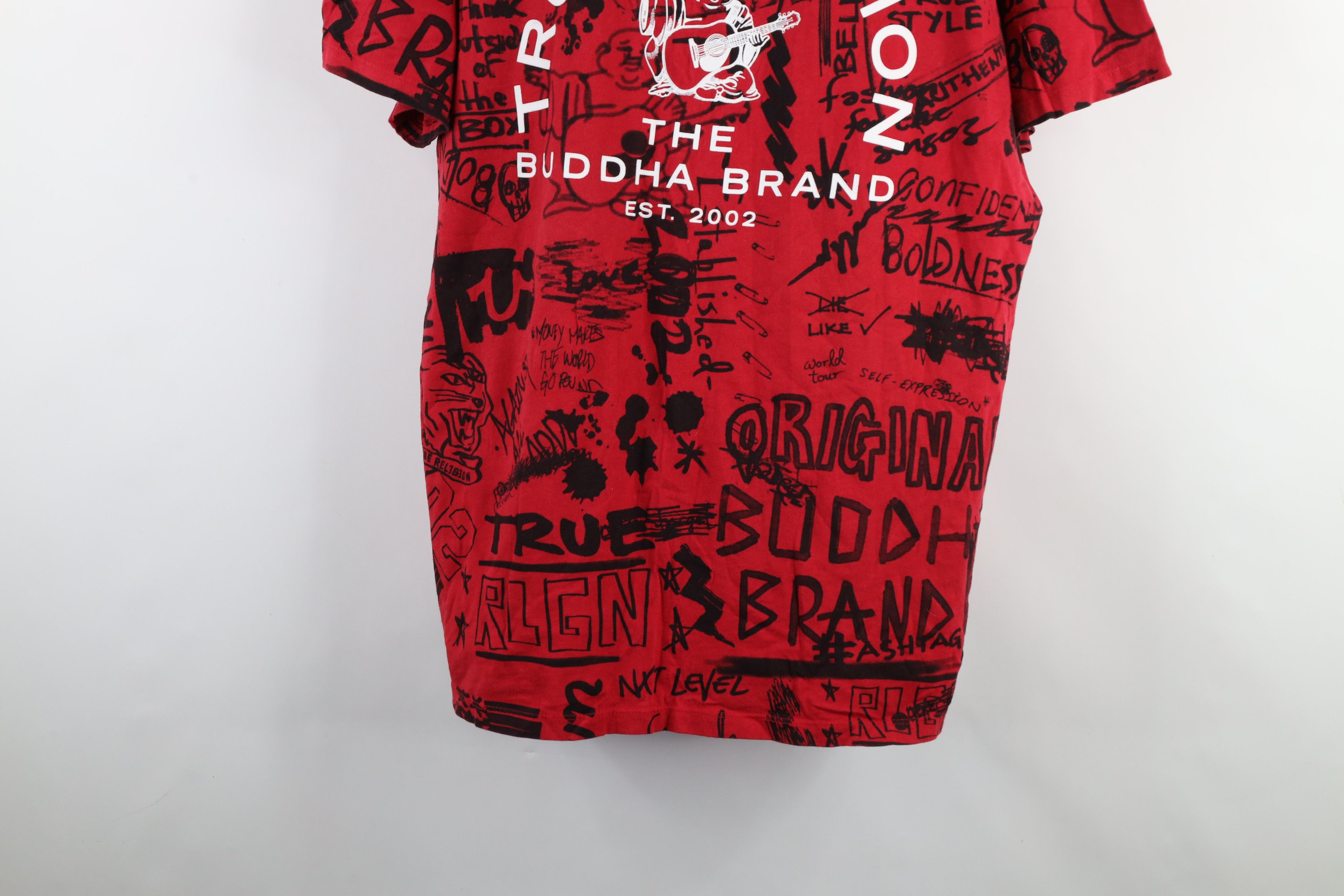 True Religion × Vintage True Religion Spell Out All Over Print V-Neck T-Shirt Red Size US XXL / EU 58 / 5 - 3 Thumbnail