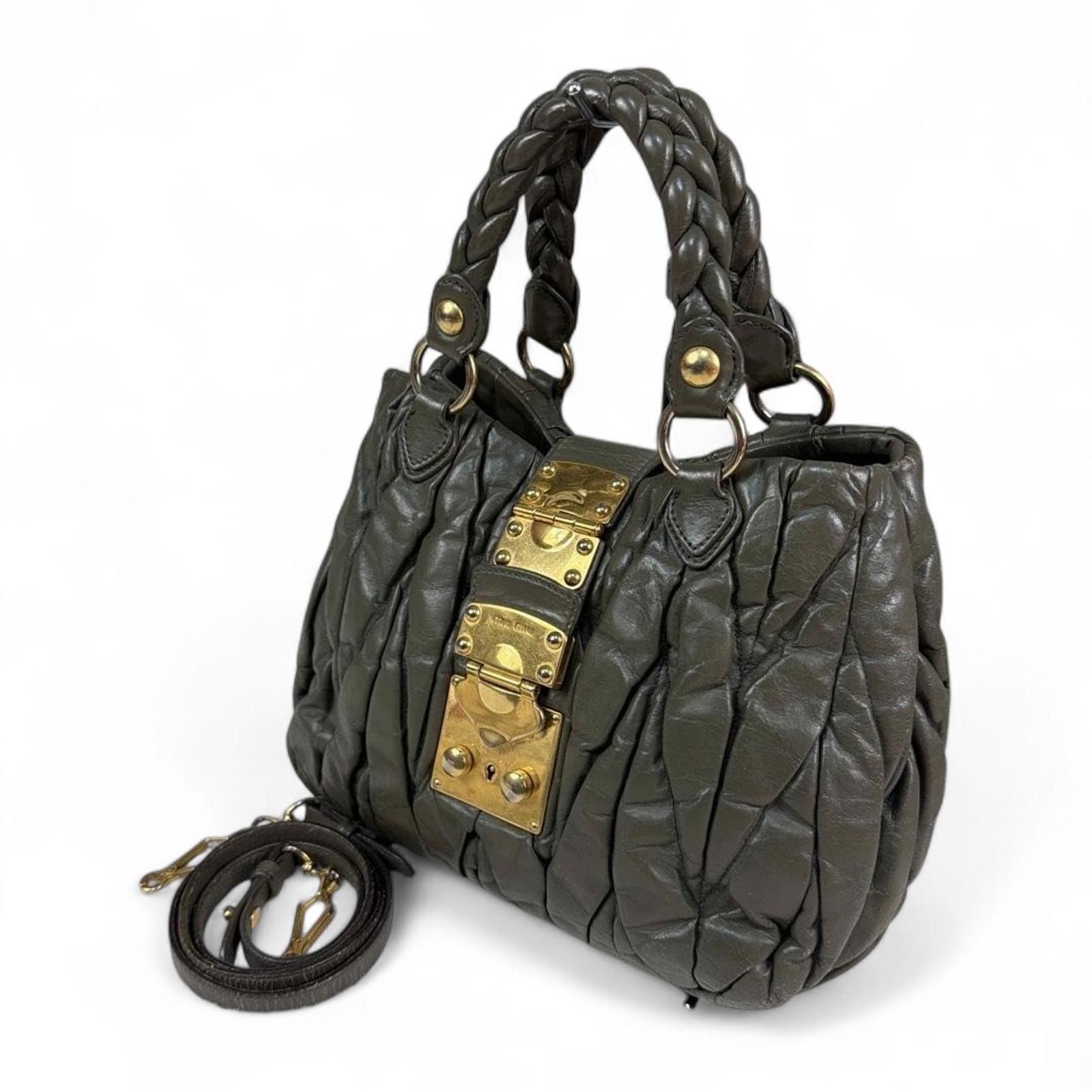 Miu Miu Miu Miu - Quilted Leather Handbag Braided Handles Size ONE SIZE - 2 Thumbnail