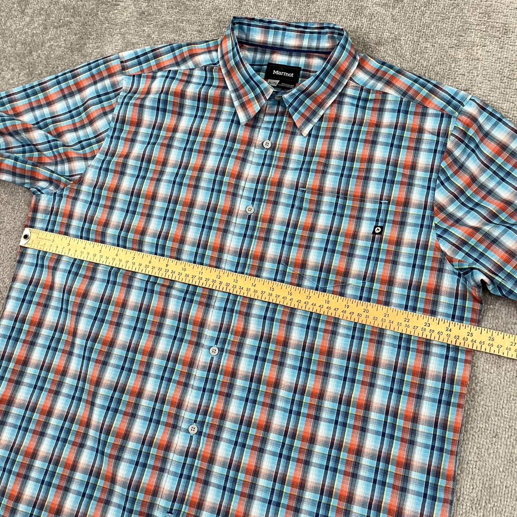 Marmot Marmot Shirt Mens XL Blue Orange Plaid Button-Up Hiking Outdoor Short Sleeve Shirt Size US XL / EU 56 / 4 - 7 Thumbnail