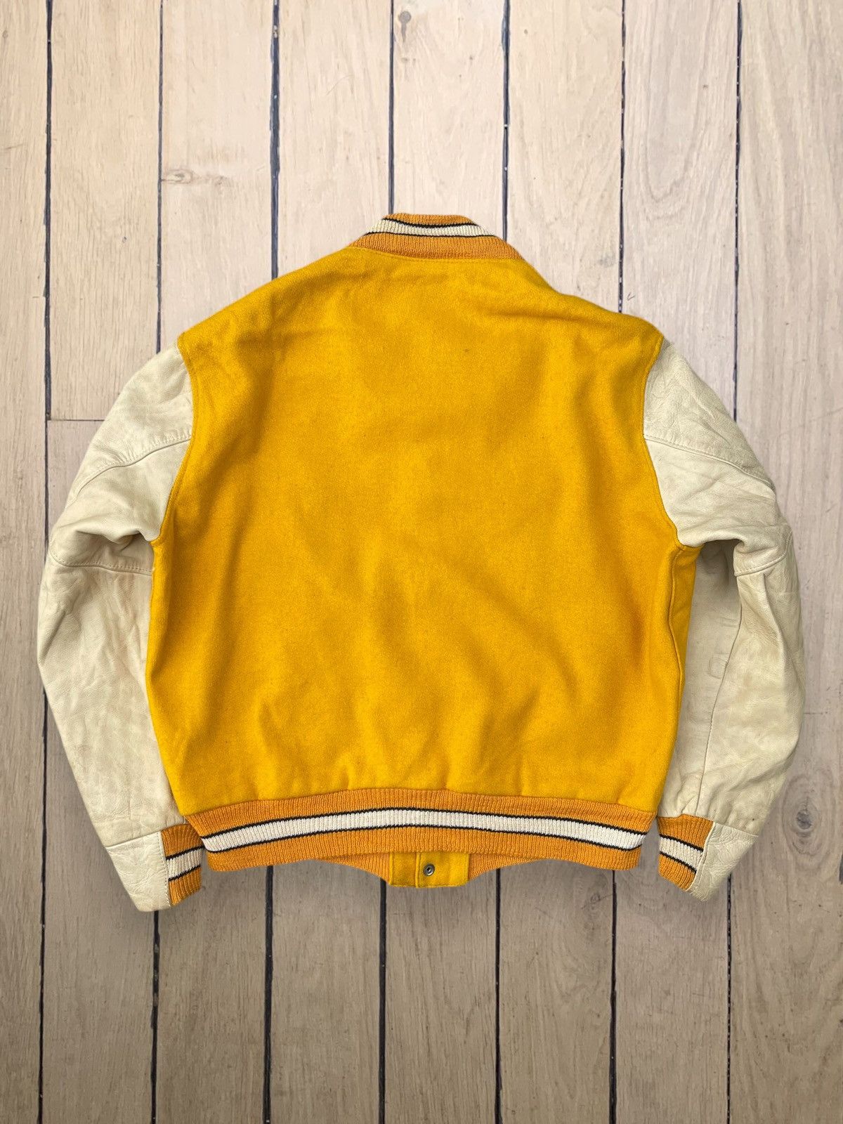 Golden Bear × Vintage 🔥RARE🔥 Golden Bear Leather Sleeve Varsity Jacket Made In Usa Size US L / EU 52-54 / 3 - 4 Thumbnail
