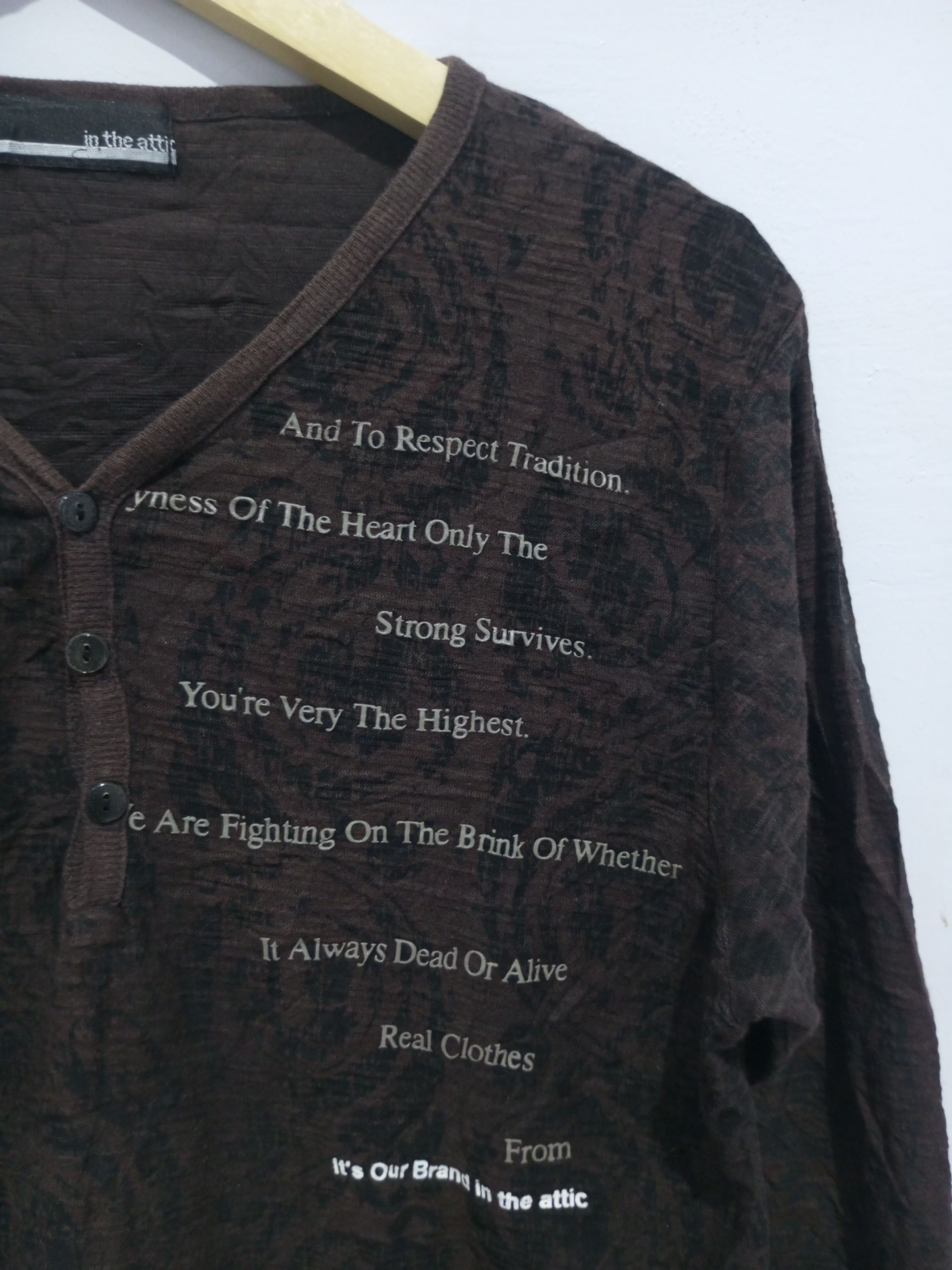 In The Attic In the attic half button poem full print long sleeve tee Size US M / EU 48-50 / 2 - 3 Thumbnail