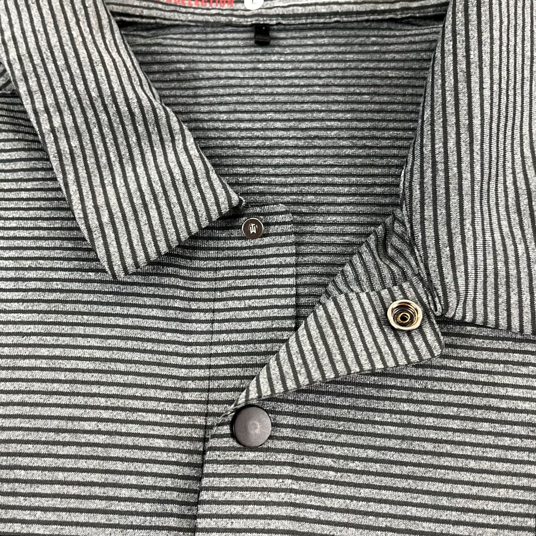 Nike Nike Tiger Woods Polo Shirt Mens Large Gray Striped Snap Collar Golf Stretch S/S Size US L / EU 52-54 / 3 - 4 Thumbnail