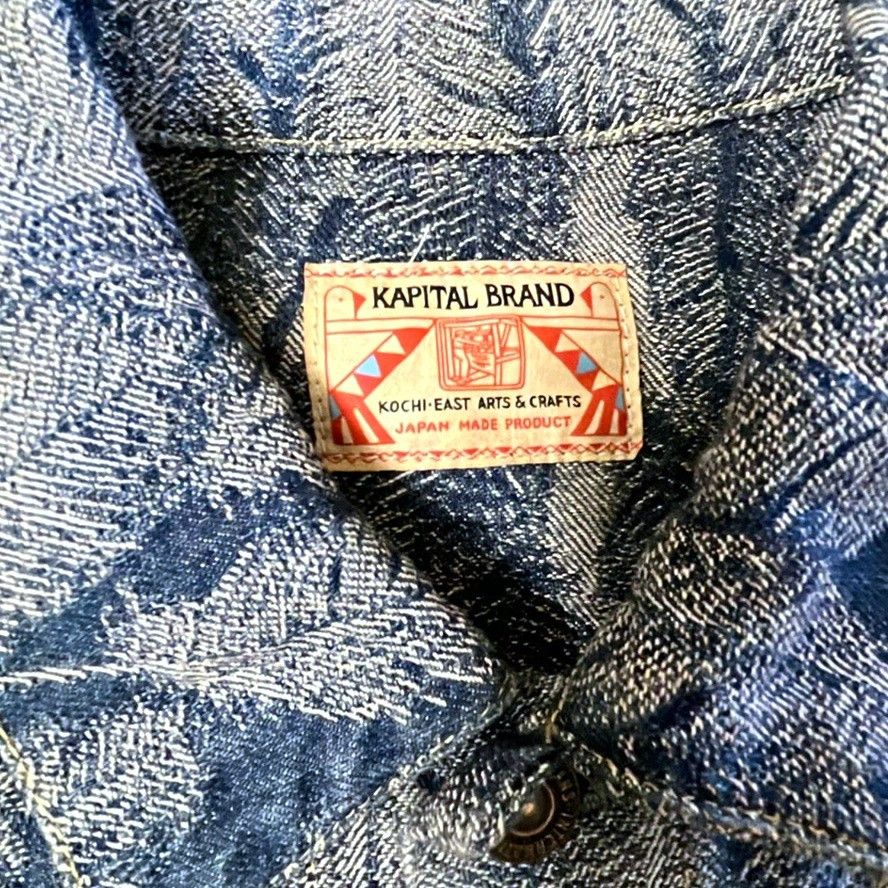 Kapital Kapital Brand Indigo Feather Print Distressed Denim Jacket Size US M / EU 48-50 / 2 - 3 Thumbnail