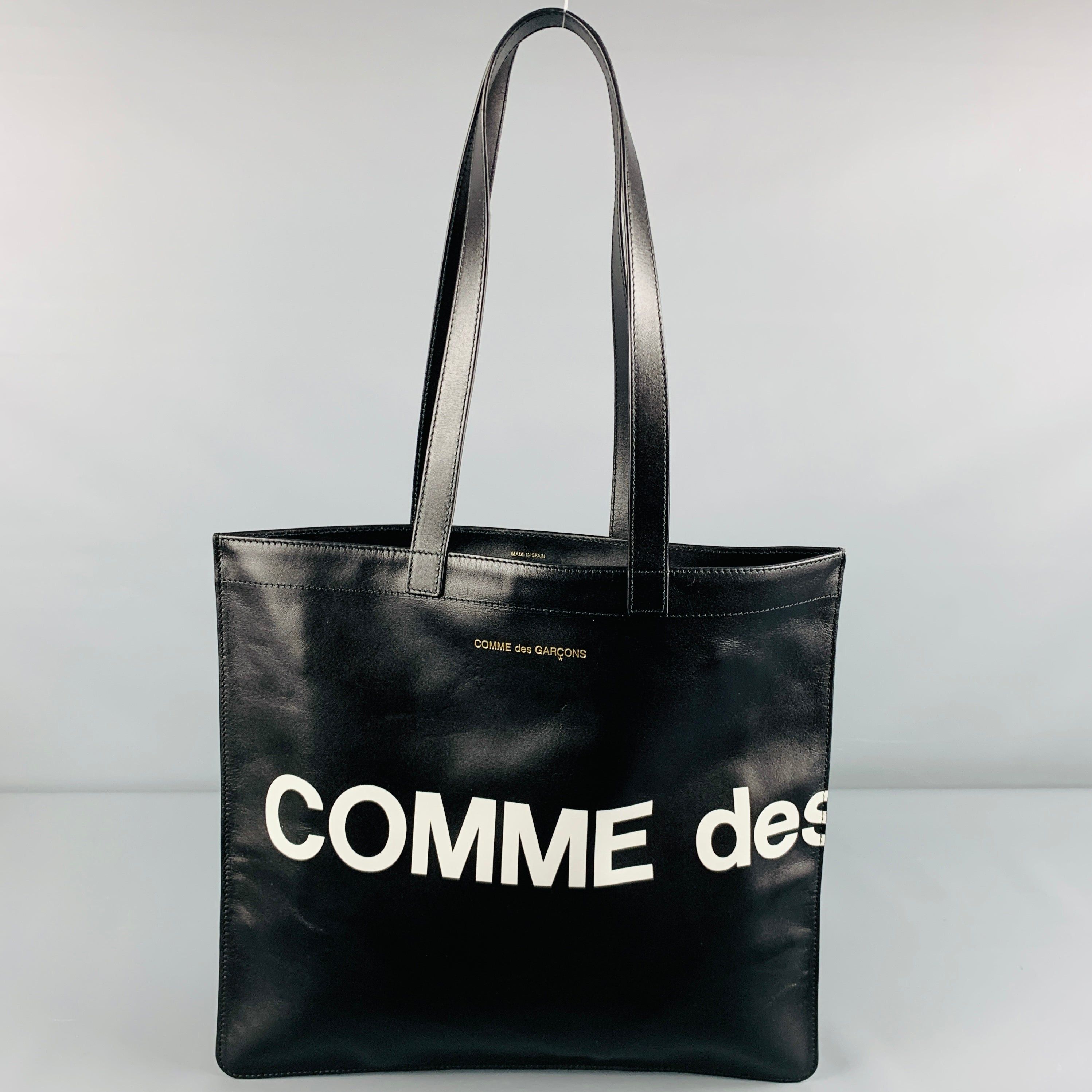 Comme des Garcons Black White Logo Cowhide Leather Tote Bag Size ONE SIZE - 1 Preview