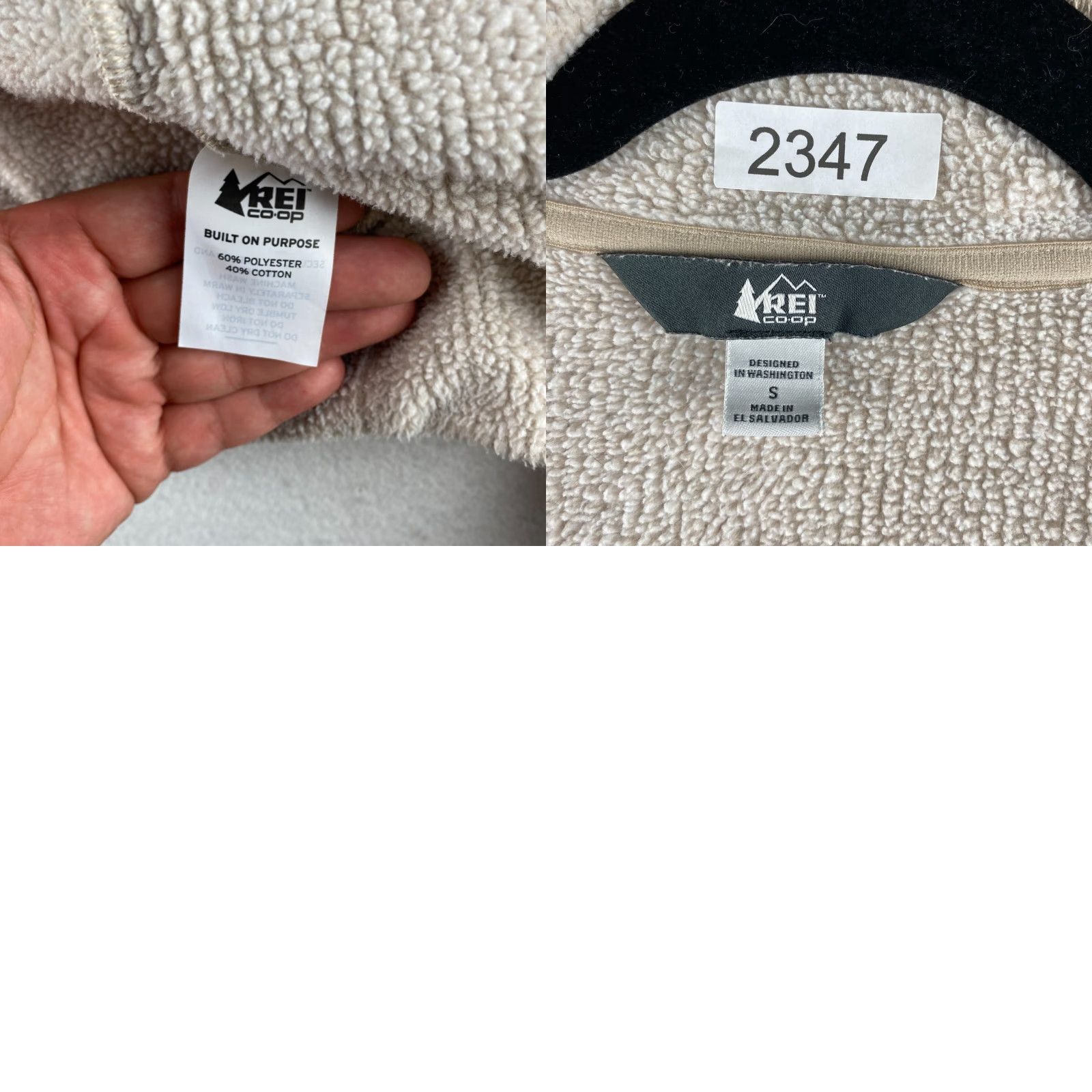 Vintage REI Sweater Womens S Beige Full Zip Sherpa Lined Pockets High Neck Size S / US 4 / IT 40 - 11 Thumbnail