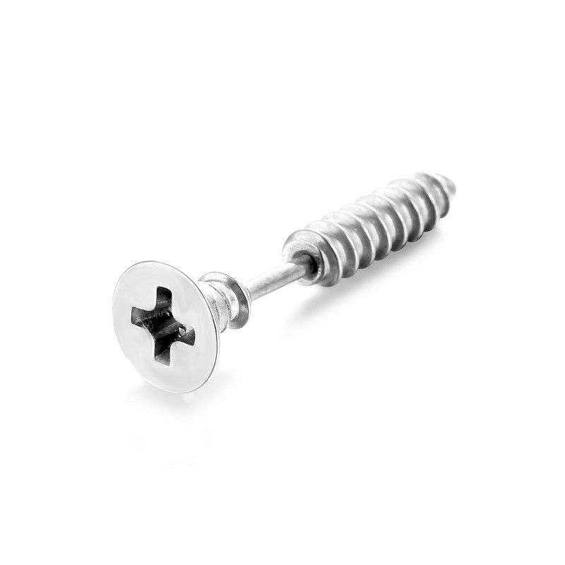 Jewelry × Sterling Silver Screw Dark Earrings One Pairs Chrome Jewelry Size ONE SIZE - 5 Thumbnail