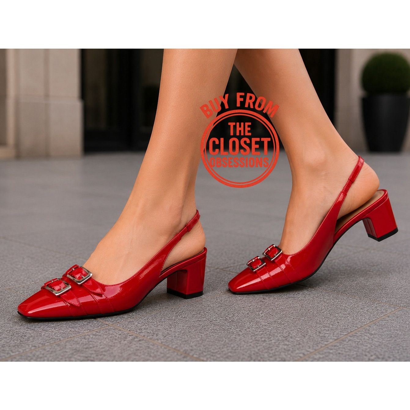 Zara ZARA Red Patent Slingbacks NWT Size US 7.5 / IT 37.5 - 3 Thumbnail