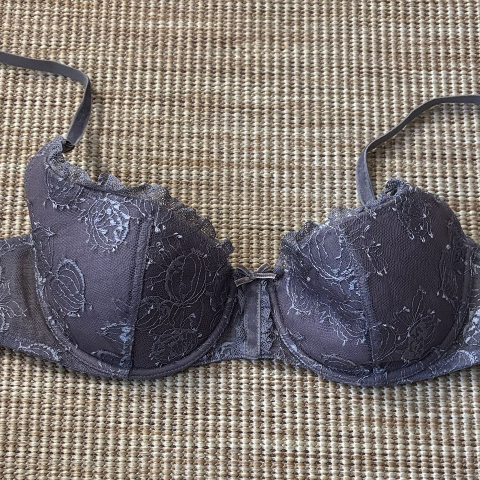 La Perla NWT Malizia by La Perla Lace Embroidered Bra - Dark Gray 36B Size ONE SIZE - 1 Thumbnail