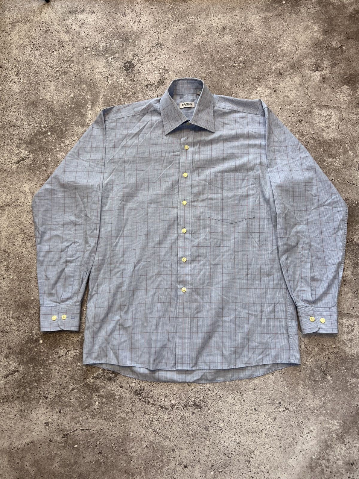 Balmain Vintage Balmain Paris White Blue Pattern Shirt France Luxury Size US L / EU 52-54 / 3 - 1 Thumbnail