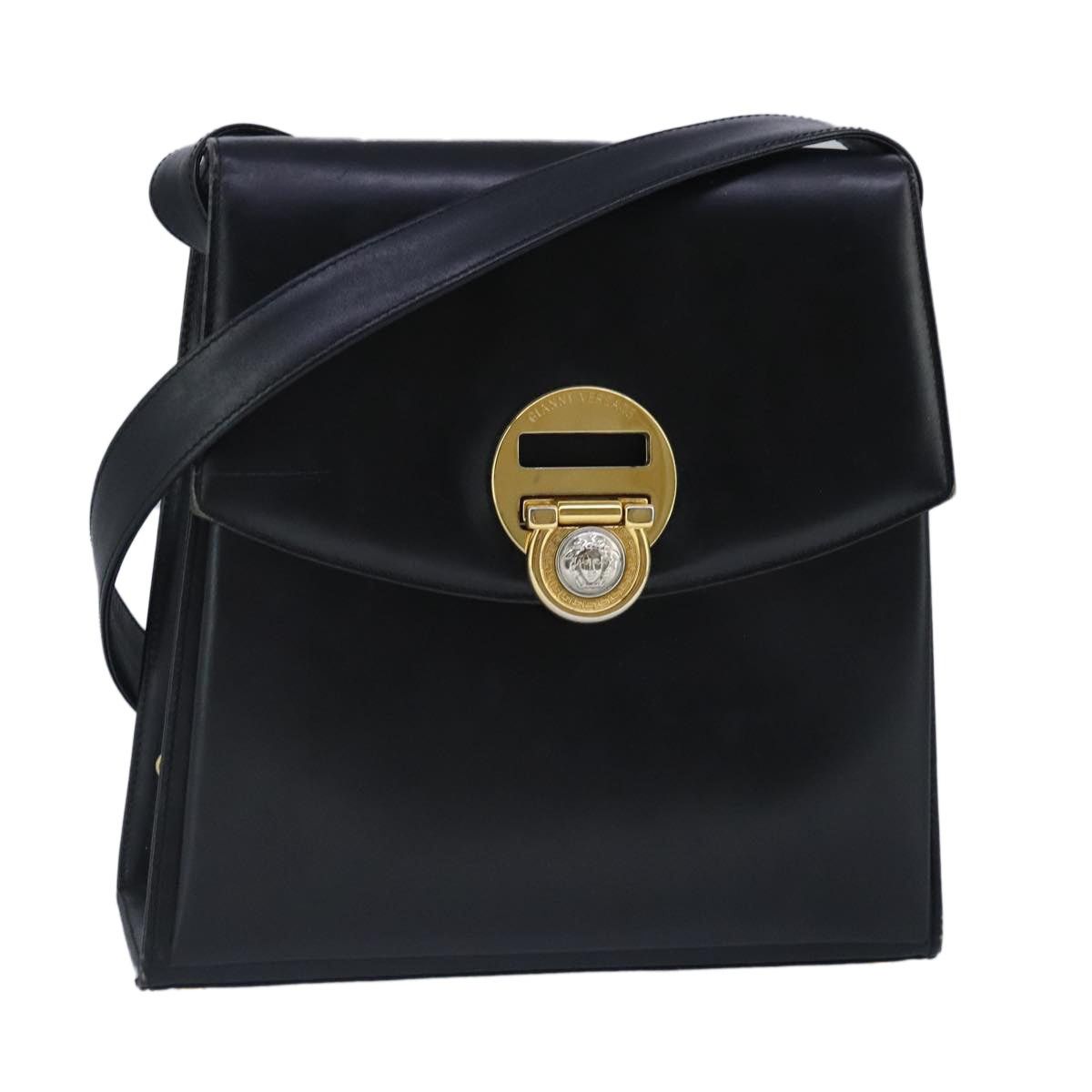 Versace Gianni Versace Shoulder Bag Leather Black Gold Size ONE SIZE - 1 Thumbnail