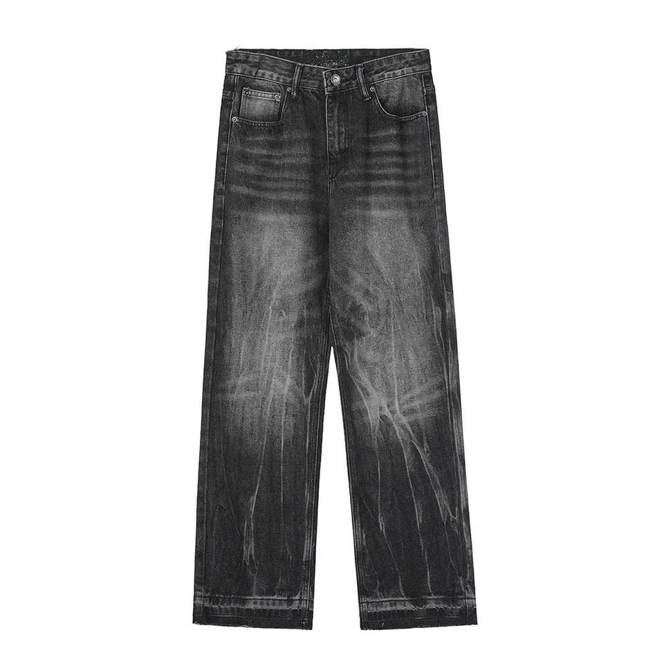 Jean × Vintage Black Gray Denim Raw Edge Loose Jeans Size US 28 / EU 44 - 6 Thumbnail