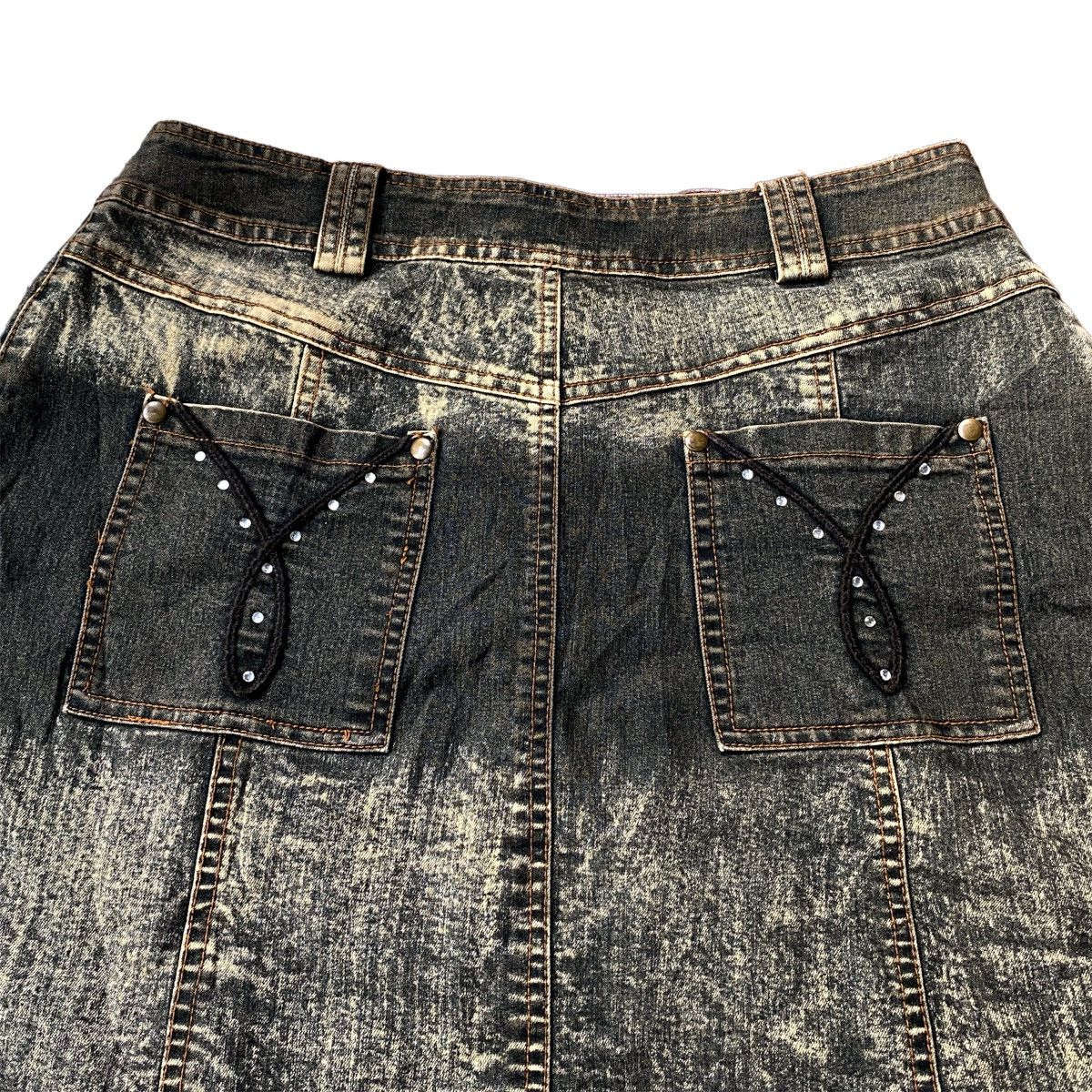 Hysteric Glamour Vintage Y2K Kufng Bondage Flared Mud Wash Denim Skirt Size 30" / US 8 / IT 44 - 6 Thumbnail