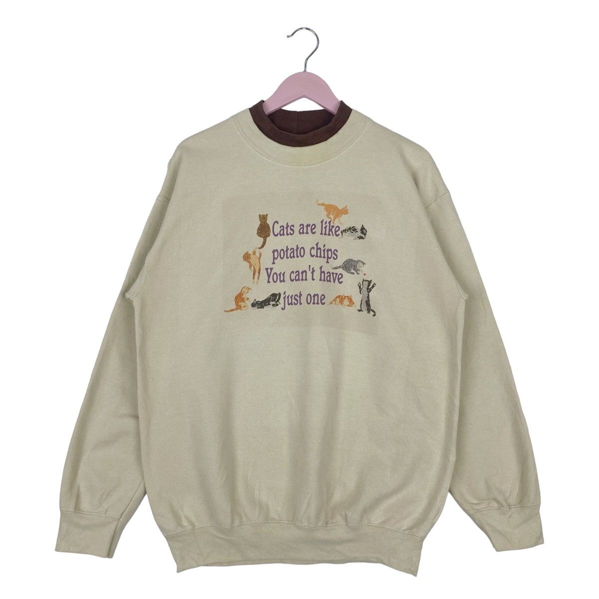 Designer × Vintage Cat Are Like Potato Chips Sweatshirt Crewneck Pullover Size US M / EU 48-50 / 2 - 1 Thumbnail